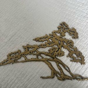 Vintage Brass Bonsai Tree Wall Hanging Mid Century Modern Metal Art Decor Boho